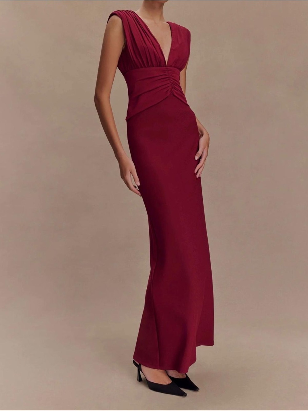MESHKI Monique Maxi Dress Plum Size S NWT